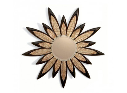 lśniące ściany Lustro Flower Okrągłe Luxury Sypialnia Drewno Modern Czarny