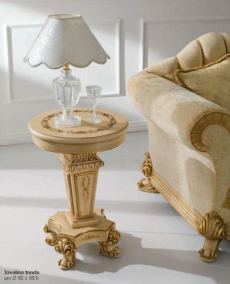 Stolik kawowy Okrągły Tabela Living Room Meble Beżowy