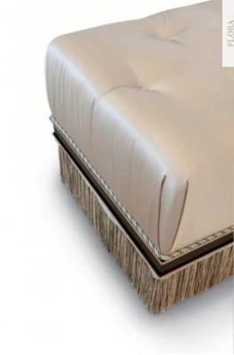 Chesterfield Stołek Ottoman Stołek Meblowy Podkładka Materiał Beżowy Luksus