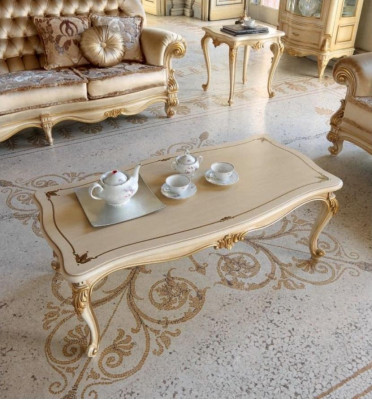 stolik kawowy Stolik Tabela Living Room Meble Beżowe Drewno stoły Design Luxury