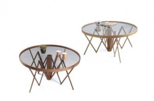 Designerski Zestaw do Salonu 2x Stoliki do kawy Okrągły Tabela Luxury Meble