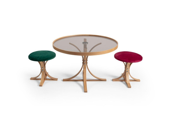 Zestaw do salonu stolik kawowy 2x Stołek Luxury Meble Tabela Coffee Modern