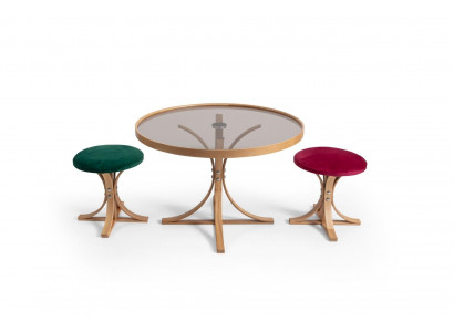 Zestaw do salonu stolik kawowy 2x Stołek Luxury Meble Tabela Coffee Modern