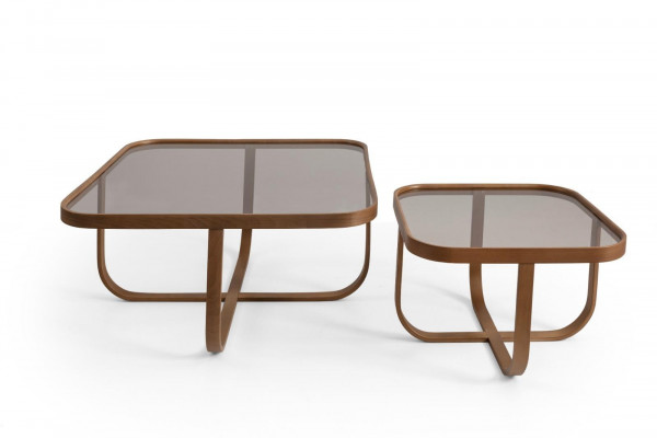 Brązowy zestaw do salonu 2x Stoliki do kawy nowoczesne designerskie meble kompletne