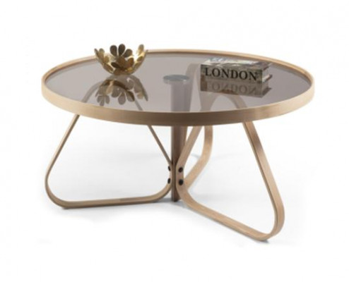 Designerski stolik kawowy luksusowy szklany stolik kawowy Okrągły salon Drewno Tabela