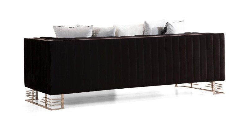 Czarny designerski trzyosobowy pokój dzienny 3-miejsce siedzące z metalową ramą