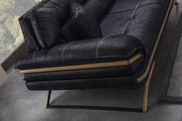 Stylowa 3-miejscowa sofa do siedzenia Exclusive Czarny Kolor Luksusowe Meble w Salonie