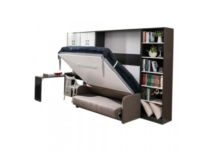 Szafa Łóżko z Sofa Podkładka Ściana Szafki Sleep Łóżko składane Meble + Kanapa Nowość
