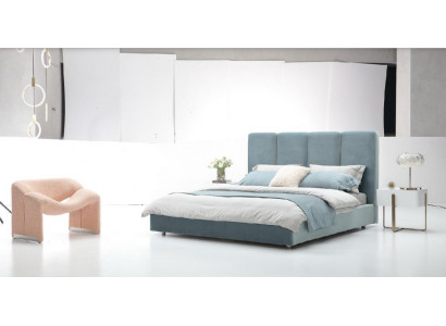 Designerskie Łóżko Niebieskie 180x200 Sypialnia łóżka Włókiennicze Hotel Luxury Podkładka Siedziba