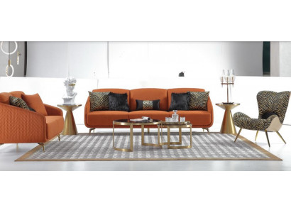 Sofa Trzyosobowa Podkładka Design Sofa Nowoczesna 3-osobowa Siedziba Sofy Pokój Meble Orange