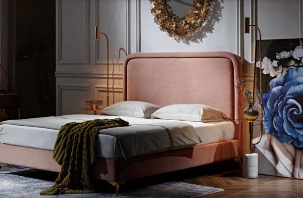 Podwójne łóżko łóżko podwójne design luksusowe Luxur łóżko tapicerowane łóżko designerskie 180x200cm Nowość
