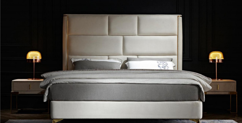 Luksusowa Sypialnia Łóżko Podkładka Design Double Hotel Łóżko Hotel Meble Aksamit Nowość