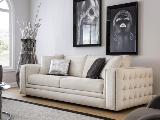 Klasyczna trzyosobowa sofa Chesterfield Meble luksusowe kanapy beżowe 3 sofy Siedziba