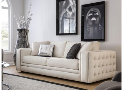 Klasyczna trzyosobowa sofa Chesterfield Meble luksusowe kanapy beżowe 3 sofy Siedziba