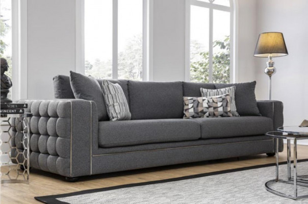 Luksusowa sofa do salonu 2 Siedziba dwuosobowa szara kanapa Kanapy Chesterfield Nowość