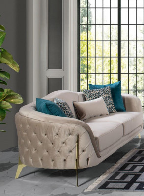 Sofa 3 Siedziba miejsce siedzące Design Living Room Podkładka Drewno Podkładka Modern Luxury Grey