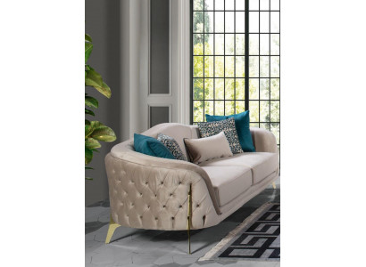 Sofa 3 Siedziba miejsce siedzące Design Living Room Podkładka Drewno Podkładka Modern Luxury Grey