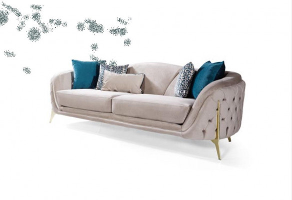 Sofa 3 Siedziba miejsce siedzące Design Living Room Podkładka Drewno Podkładka Modern Luxury Grey