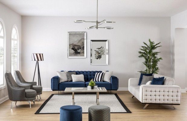 Luksusowa sofa do salonu 2 Siedziba dwuosobowa Biała Kanapa Chesterfield Kanapy Nowość