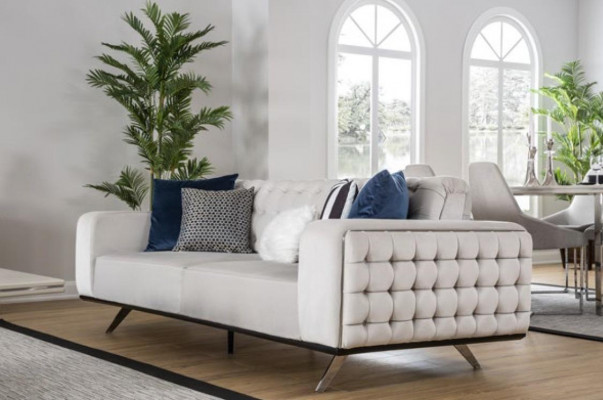 Luksusowa sofa do salonu 2 Siedziba dwuosobowa Biała Kanapa Chesterfield Kanapy Nowość