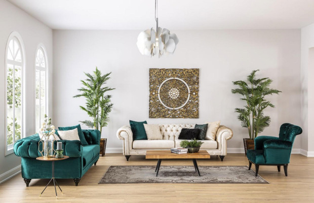 Klasyczna Sofa Trzyosobowa Chesterfield Meble Luksusowe Kanapy Zielone 3 Sofy Siedziba