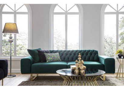Luksusowa Sofa do Salonu 2 Siedziba Dwuosobowa Zielona Kanapa Chesterfield Kanapy Nowość