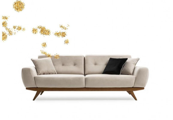 Sofa Klasyczna 2 Siedziba Design Salon Podkładka Drewno Skóra Modern Luxury Beige