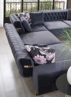 Narożnikowa kanapa Podkładka Meble Ustaw Chesterfield Zestaw narożny Sofa Materiał
