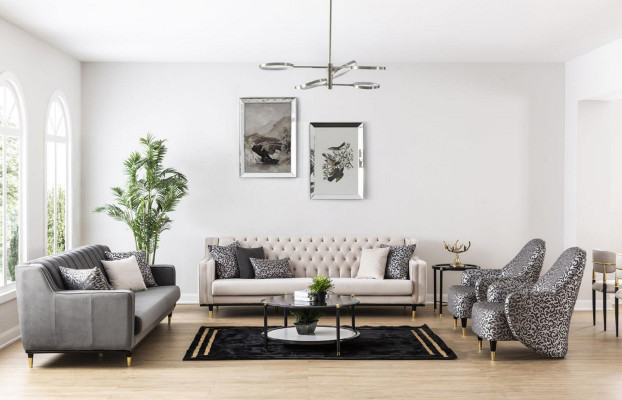 Luksusowy Zestaw Ustawić 5szt Zestaw sofowy 3+3+1+1 miejsce do siedzenia stolik kawowy Sofa Fotel
