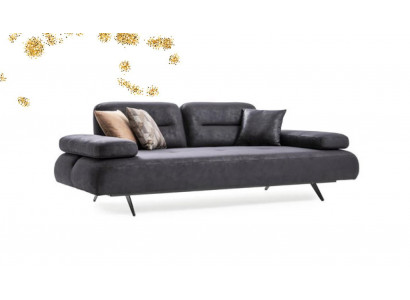 xxl Sofa 4 miejsce do siedzenia Sofa Salon Podkładka Siedziba Ustawić Skóra Szara Włókienniczy