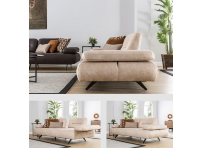Sofa 2 miejsce do siedzenia Sofa tapicerowana beżowa tkanina Skóra Design Modern Couch Sofy Luxury