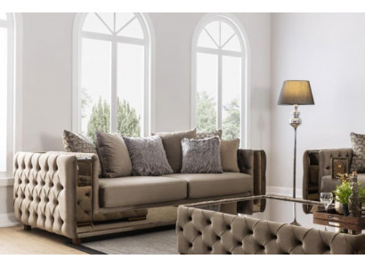 Sofa Chesterfield 4 Siedziba Salon Nowoczesny Design Niebieskie Sofy Włókiennicze Kanapy
