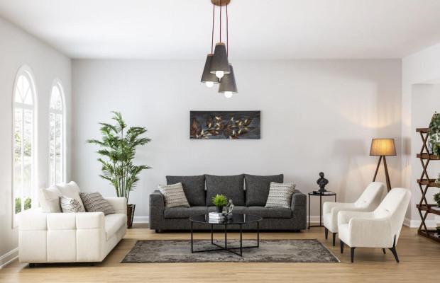 Luksusowa Sofa 4 Siedziba Materiał Salon Nowoczesny Design Szare Sofy Podkładka Kanapy