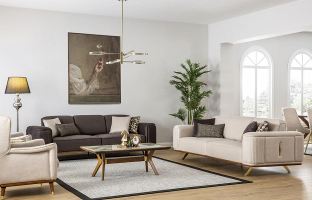 Luksusowy Zestaw Sofowy Meble Zestaw Designerskie Kanapy Obcios 4-częściowy.