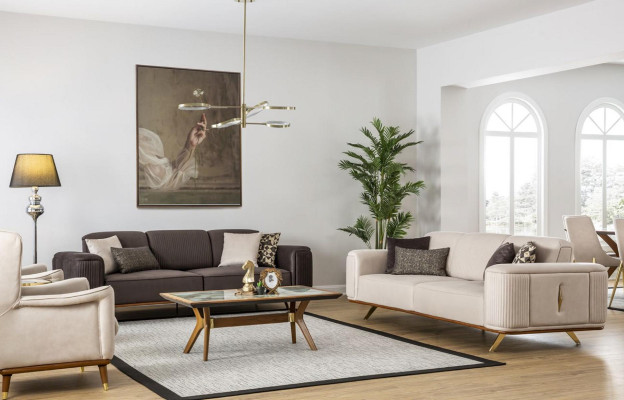 Nowoczesna sofa 3 miejsce do siedzenia Sofa tapicerowana Biały Textill Siedziba Design Couch Sofy Materiał