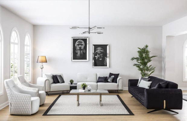 Luksusowa Sofa 4 miejsce do siedzenia Skóra Salon Nowoczesny Design Sofy Podkładka Kanapy
