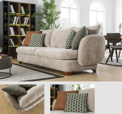 Sofa 3 miejsce do siedzenia Sofa Tapicerowana Szara Textill Siedziba Design Material Nowoczesna Kanapa Sofy Nowość