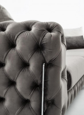 Sofa Tapicerowana Chesterfield Szara Sofa Narożnikowa kanapa Ustawić Podkładkę Luksusowe Sofy Narożnik Nowość