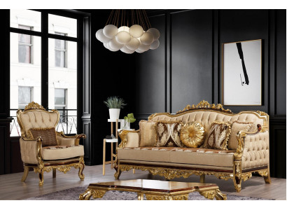 Zestaw sofowy Kanapa Barokowa Rokoko Kanapy Włókienniczy Chesterfield Sofa Tabela 3-częściowa.