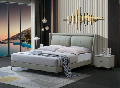 Podwójne łóżko Sypialnia łóżka Luxury Meble Double Bed Beige Hotel Interior