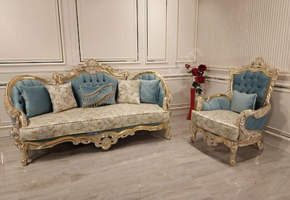 Pokój dzienny Zestaw sofowy Klasyczna Sofa Kanapa Meble umeblowanie 3+1 miejsce do siedzenia