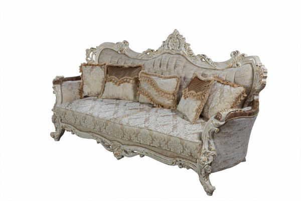Chesterfield Barokowa Sofa Trzyosobowa Meble Couchen Material Złota Sofa