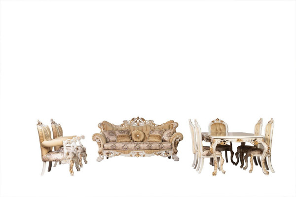 Salon Luksusowa Sofa Beżowa Zestaw sofowy Sofy Fotel 3+1 miejsce do siedzenia Material Design