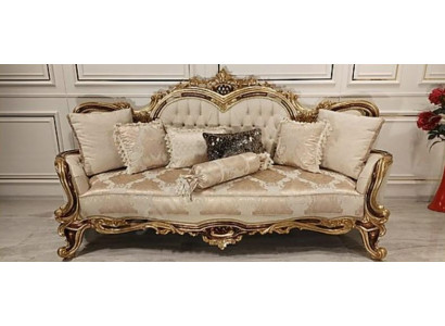 Chesterfield Barokowa Sofa Trzyosobowa Meble Sofa Kanapy Materiał Beżowy