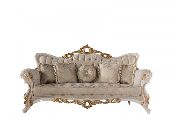 Chesterfield Barokowa Kanapa Meble Sofa Kanapy Materiał Złota Trzyosobowa Sofa