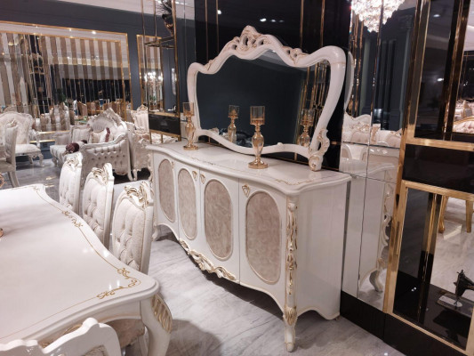 Luksusowe Meble Salonowe Kredens z Lustro Design Konsola Komoda Drewno
