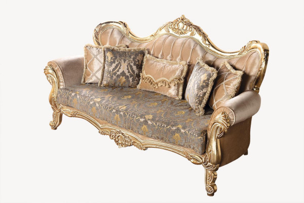 Chesterfield Barokowa Sofa Trzyosobowa Meble Sofa Materiał Złote Kanapy