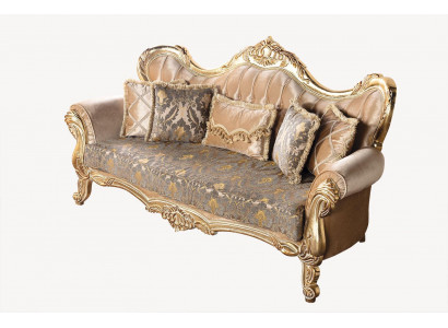 Chesterfield Barokowa Sofa Trzyosobowa Meble Sofa Materiał Złote Kanapy