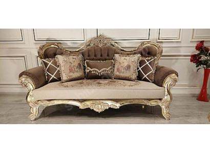 Chesterfield Barokowa Sofa Trzyosobowa Sofa Materiał Złote Meble
