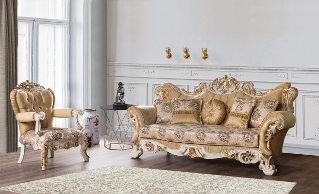 Chesterfield Barokowa Sofa Trzyosobowa Meble Sofa Kanapy Materiał Beżowy